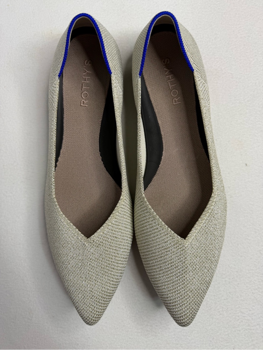 Rothy’s The Point II Flats Diamond Twill /Platinum Shimmer W11 EU 41